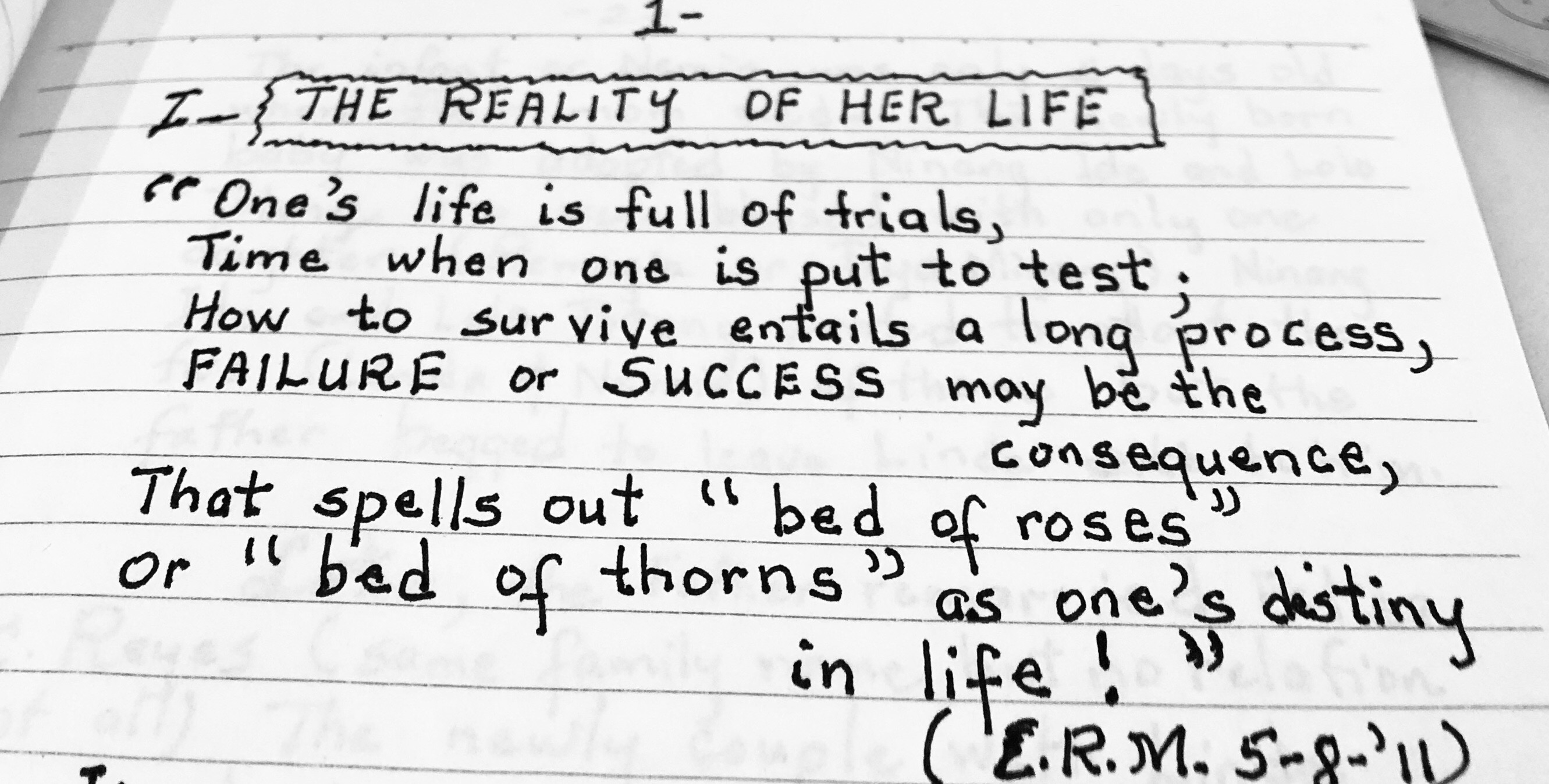 Excerpt from my grandmother's memoir about how life can either be a failure or success.